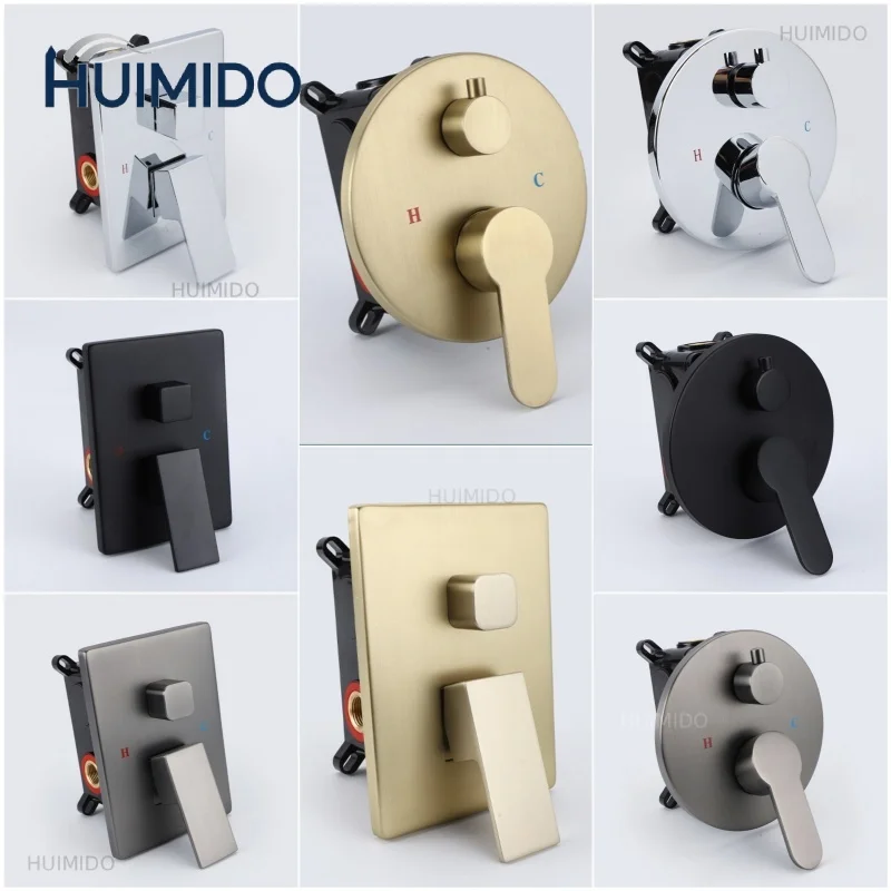 Two Function Shower System Water Mixing Control Valve Bathroom Fixture In Wall Brass Hot Cold Bath Faucet Open Close Gold Black