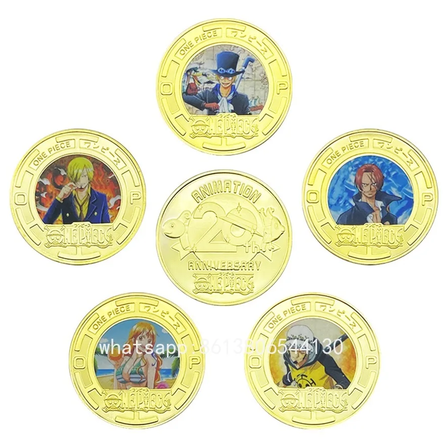One Piece Anime Gold Plated Commemorative Coin Classic Characters Collection Medal Cartoon Fans Souvenir Birth Gifts Home Decor - view 3