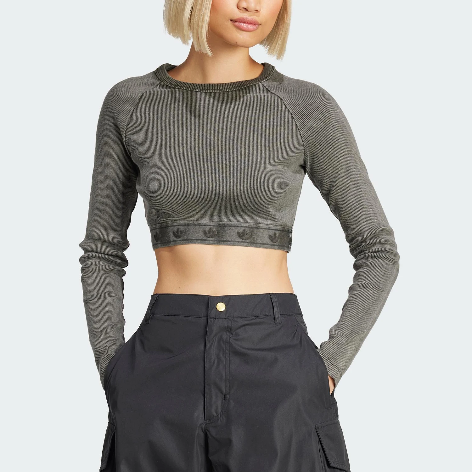 

Adidas Official Genuine Three Stripes Women's High-Waist Short-Sleeve T-Shirt JD0014