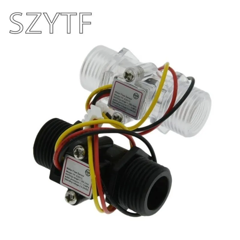 Transparent Black Flow Meter YF-201C Water Flow Sensor Turbine Flow Meter 4 Points Flow Sensor