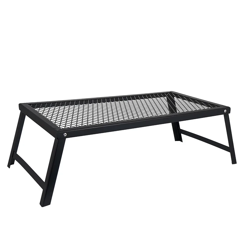 Outdoor Convenient Storage Net Table Camping Barbecue Table Multi-functional Folding Picnic Table Camping Storage Drain Grid