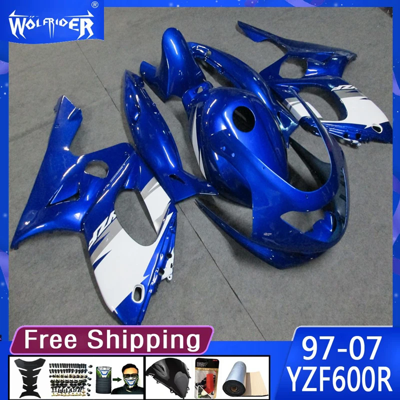 Motorcycle ABS plastic fairings for YZF600R 97-07 YZF600R 1997 - 2007  Motorbike blue White fairing Manufacturer Customize cover