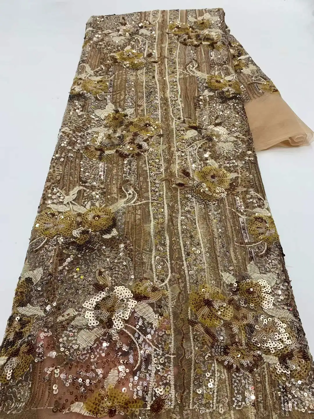 2025 novo tecido de renda de luxo africano 5 jardas francês nigeriano noiva moda lantejoulas tecidos de renda para vestidos de festa costurar-xx