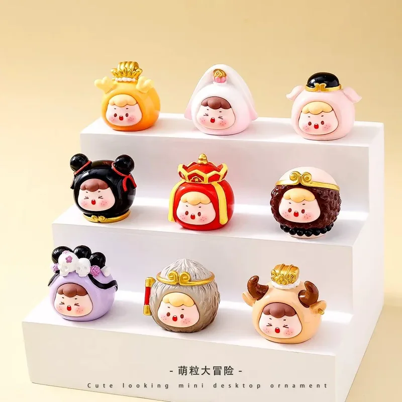 귀여운 만화 장식 블라인드 박스 9개입 서유기 트렌디 플레이 인형 귀여운 손오공 데스크탑 장식 창의적인 미니 선물