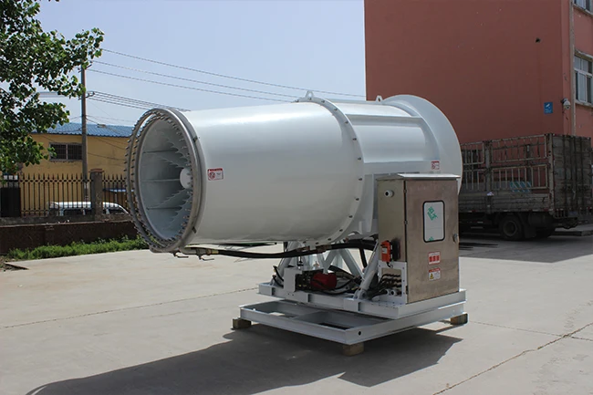 آلة مدفع الضباب 120 متر ارتفاع ضغط الرشاشات الزراعية مدفع ضباب الماء قمع الغبار