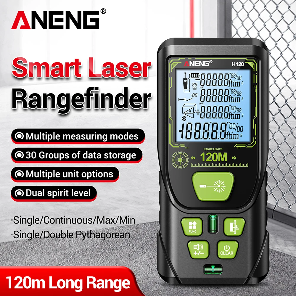 ANENG H120 High Precision Laser Rangefinder Indoor Outdoor Infrared Measuring Instrument Handheld Electronic Ruler
