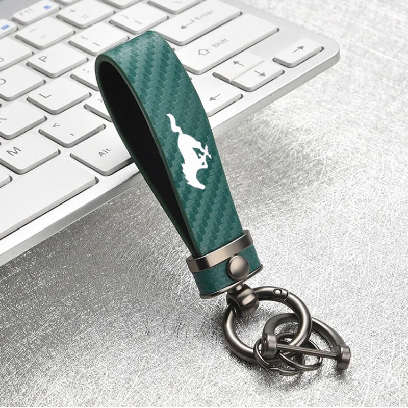 

For Ford Mustang 350 500 GT 2020 2019 2018 SHELBY Car Pendant Carbon Fiber Leather Keychain Horseshoe Buckle Key Ring