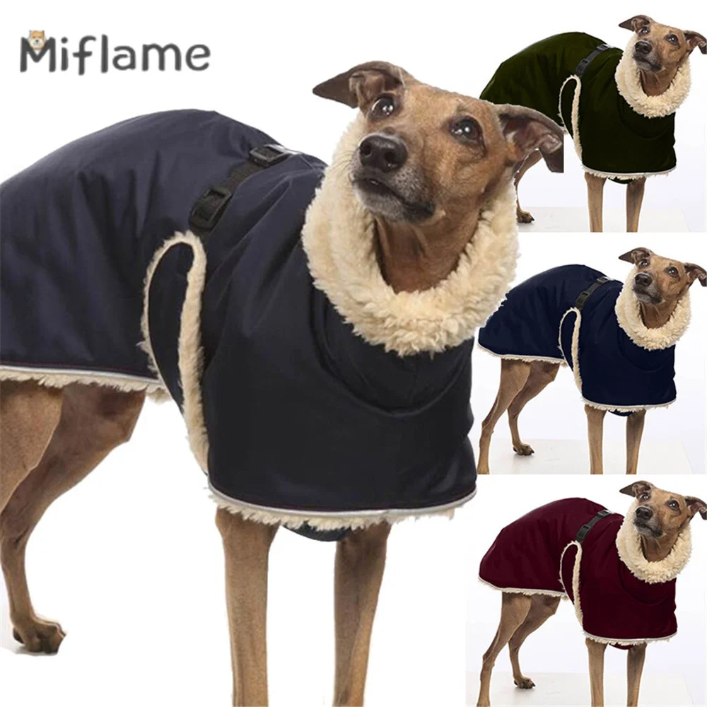 

Miflame Autumn Winter Large Medium Dogs Clothes Doberman German Shepherd Solid Color High Collar Pet Coat Plush Warm Dog Vest