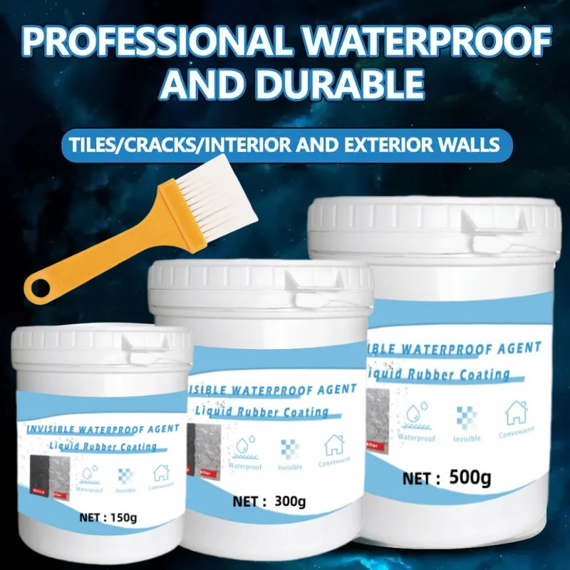 1Pcs Waterproof Coating Sealant Agent White Invisible Paste Glue With Brush Restore Adhesive Roof Bathroom 150/300/500g