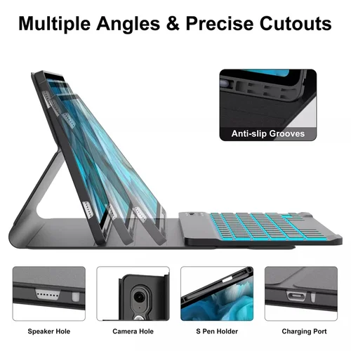 Imagen 2 del producto Funda con teclado para Samsung Galaxy Tab S10 FE 10,9 pulgadas 2025 SM-X520/X526/X526B, Funda con teclado para Galaxy Tab S10 FE 10,9"" Funda