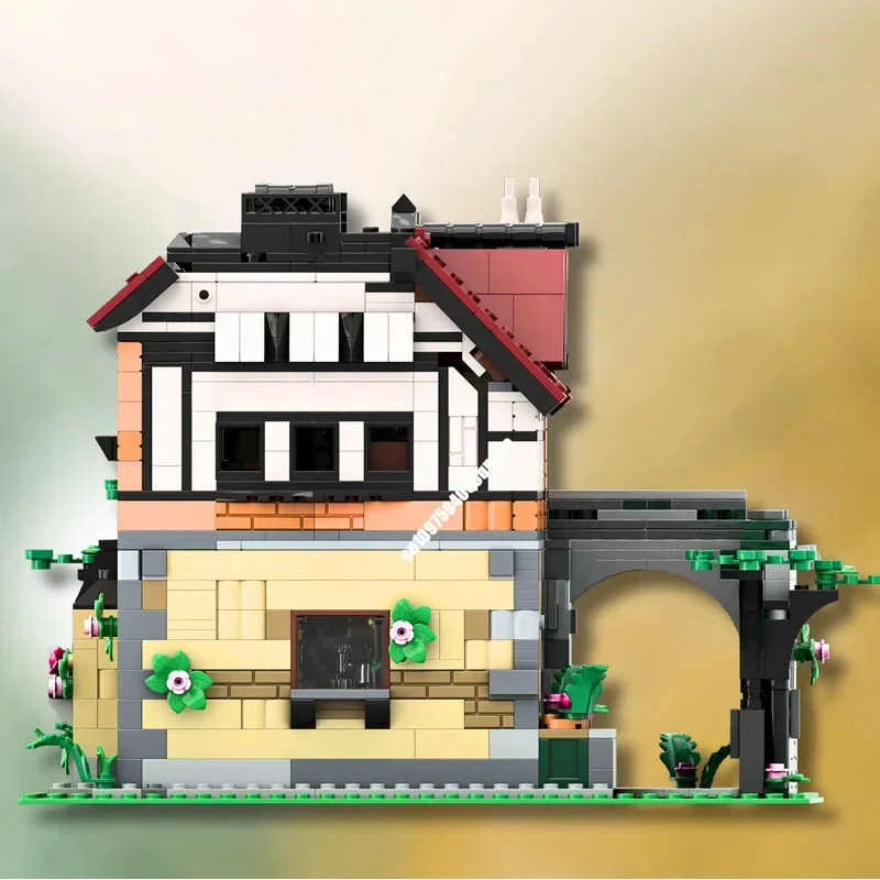 Nieuwe 1917 Stuks Moc Europese Middeleeuwse Street View Old Guarded Inn Model Aangepaste Puzzel Diy Creatieve Ideeën Kinderen Speelgoed Verjaardagscadeau10350