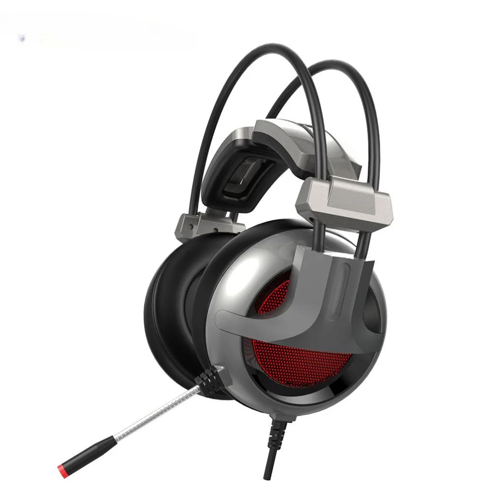 White And Silver Color Led Office Headset Gaming Headphones With Super Xtra High Bass Mic For Player