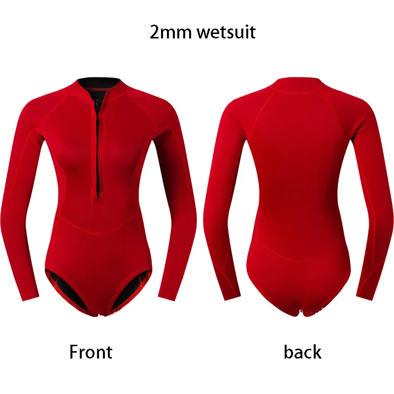 Women 2mm Bikini Diving Wetsuit Long Sleeve Scuba Dive Snorkeling Clothes Surfing Kayak Suit Black Pink Neoprene Swimwear