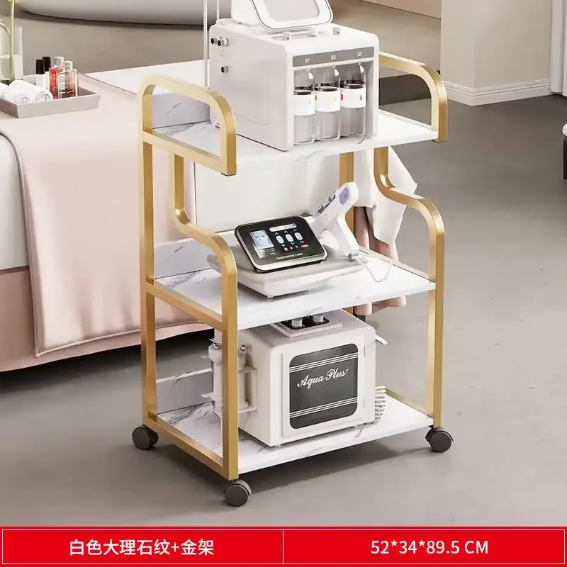 Tattoo Cart Iron Trolley Shopping Stainless Steel Lash Pedicure Wood Furniture Salon Transparent Small Spa Makeup Dressing Table