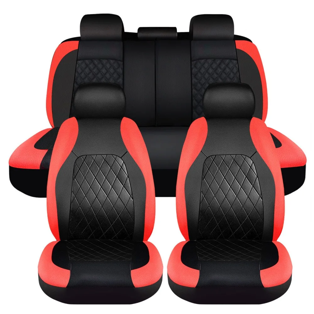 Universal Car Seat Cover 5 Seats Full Set Luxury Leather Front Rear Back Cushion