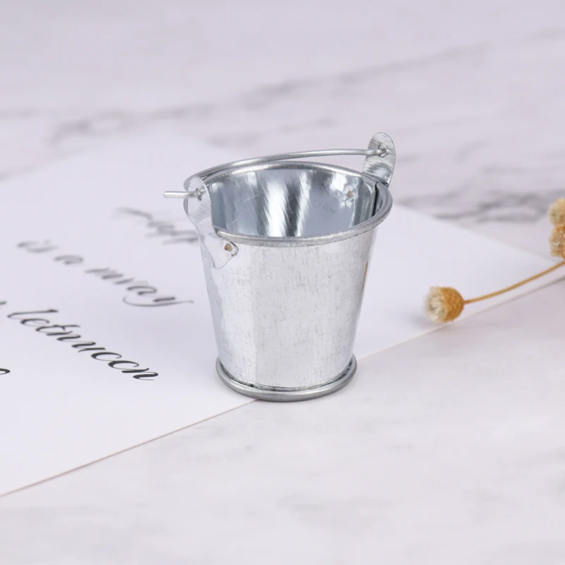 1:12 casa de muñecas en miniatura, granja, lata de leche de Metal, tetera, maceta, arreglo de flores, cubo, juguetes para juego de imitación, decoración para casa de muñecas