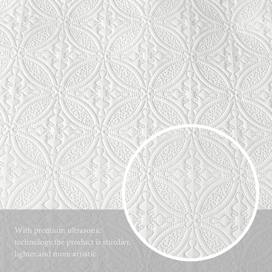 풀 퀸 퀼트 세트 화이트 마이크로파이버 경량 침대보 사계절용 초음파 엠보싱 솔리드 커버렛 부드러운 촉감