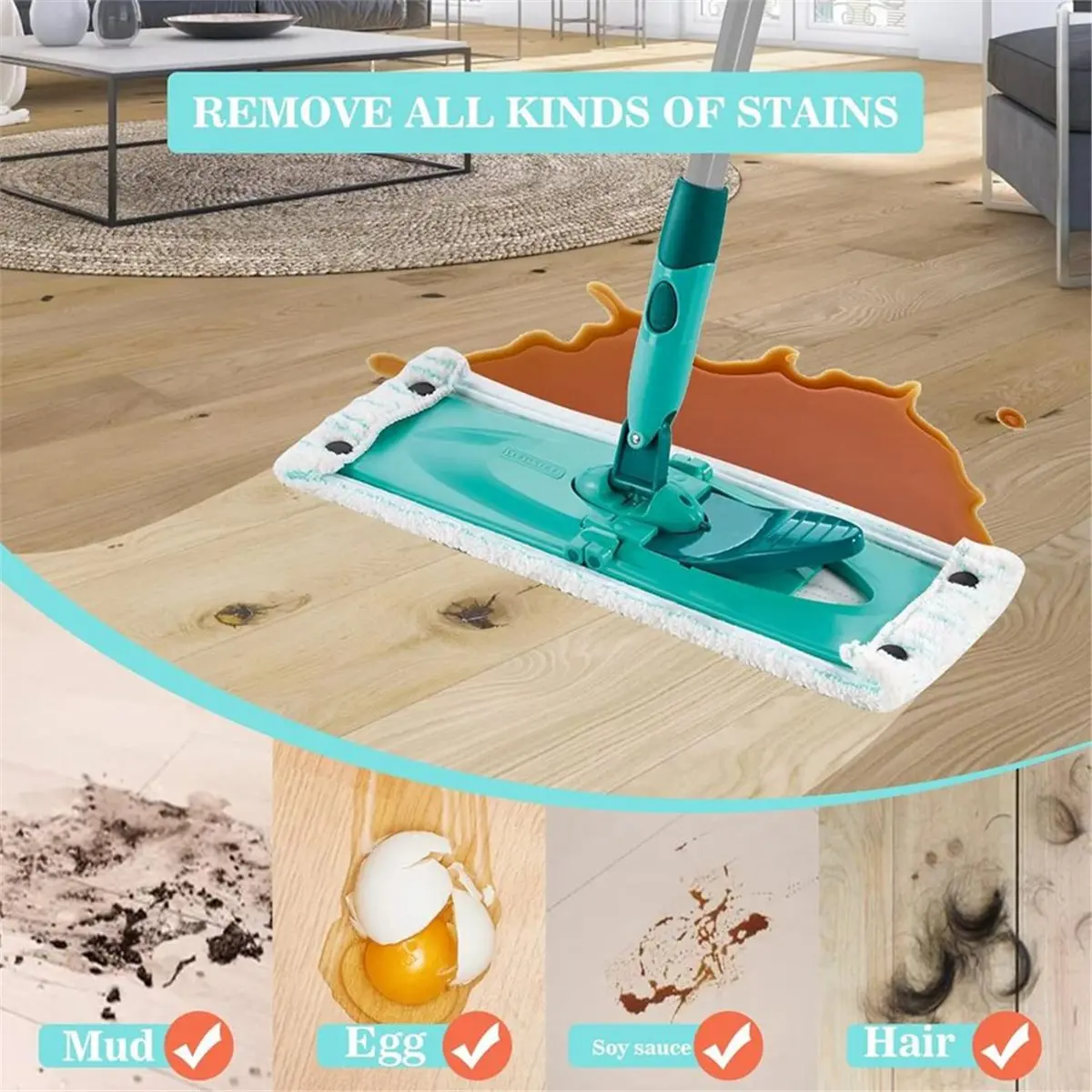 Quality Parts 4PCS Microfibre Mop Covers for Clean Twist Reusable Mop Pad Replacement Cleaning Accessories 42CM