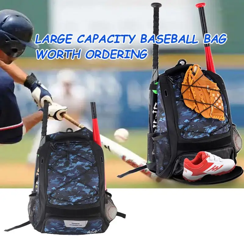 Bat Bag Baseball Bat Bags Youth Baseball Backpack Equipment Bag Waterproof Tear-Resistant Large Main Compartment For Bat Gloves