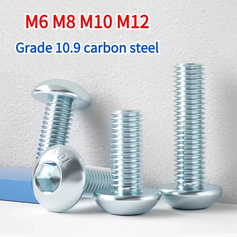 1-20pcs M6 M8 M10 M12 Galvanized 10.9 Grade Hex Screws Hexagon Screw Cap Socket Button Head Allen Bolt