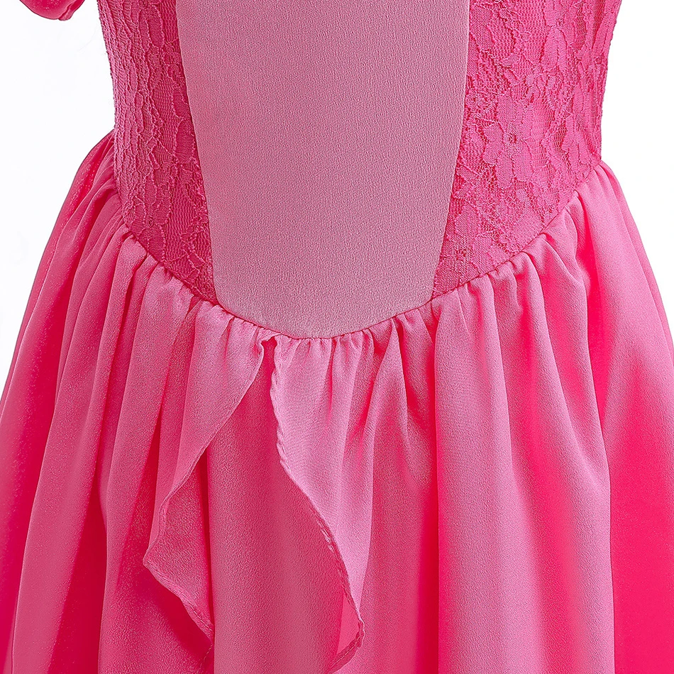 Girl Peach Cosplay Dress Movie Pink Rosaline Ball Gows for Prium Carnival Princess Costume Lace Cartoon Birthday Gift 2-10T