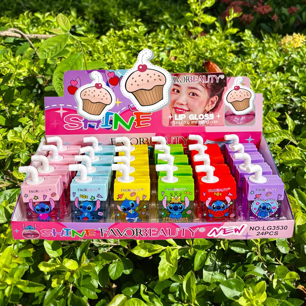 24Pcs Cute Cartoon Roller Ball Lip Oil Set Lip Gloss Girls Woman Waterproof Longlasting Natural Moisturizing Lips Makeup