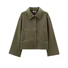 Loose Lapel Felt Jacket Autumn New Style Women's Coat Open-Ended Collar Outerwear Comfortable Fit Short Length by SAW