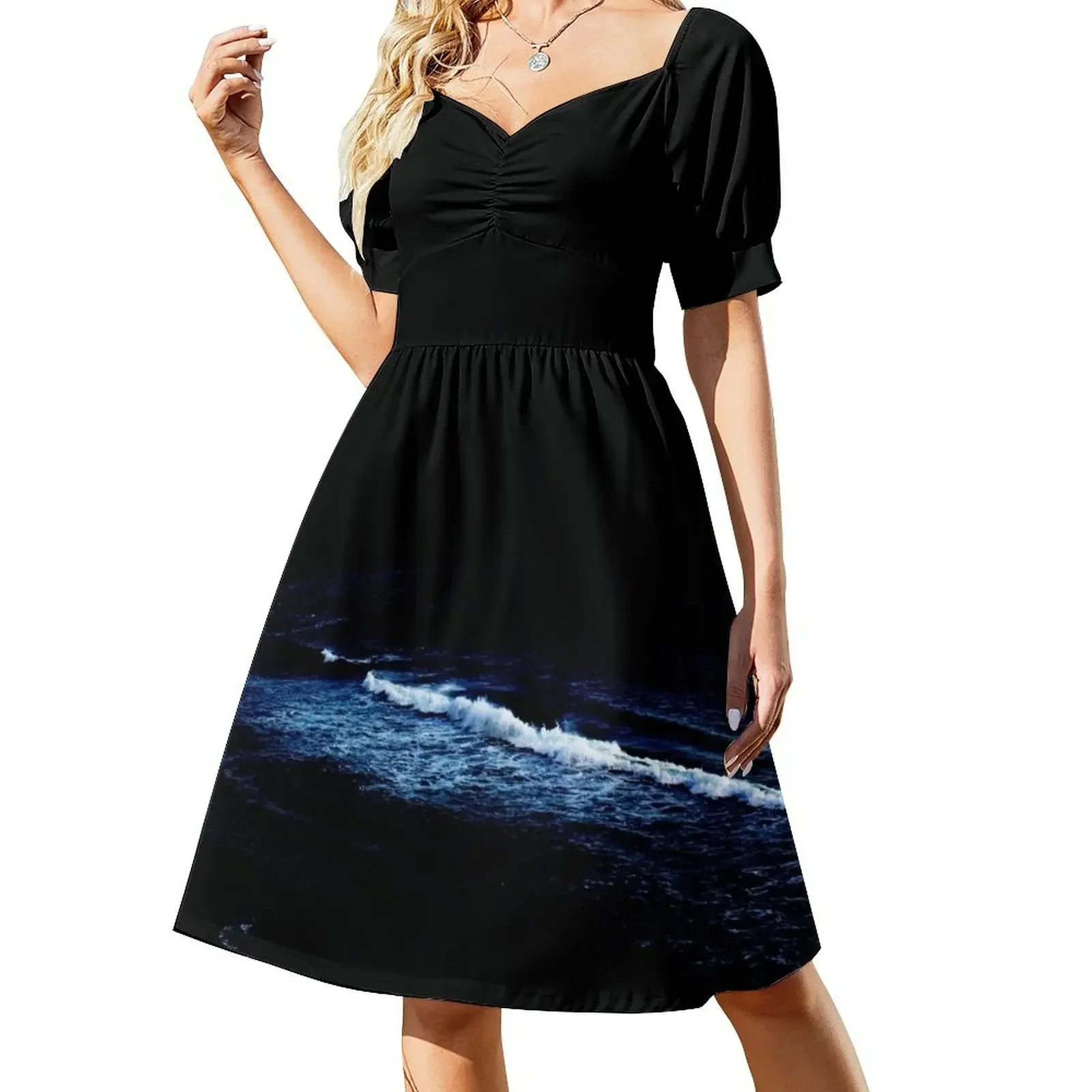 

Sea ocean waves beach at night Sleeveless Dress Dress for pregnant women dresses for woman Dress