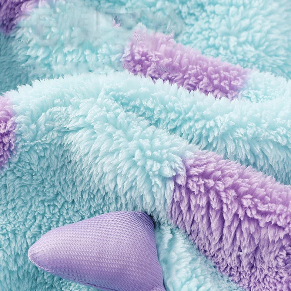 High Quality Thick Fleece Couple Look Monster Jumpsuit Sleeping Bag Winter Mother Daughter Pajamas Loungewear Kids Home Outfit - Image 6