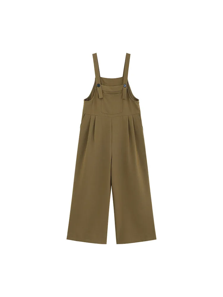 Vintage High Waist Overalls Women Summer Wide Leg Jumpsuit Adjustable Straps Fit Straight Leg Romper Petite Casual Street Style