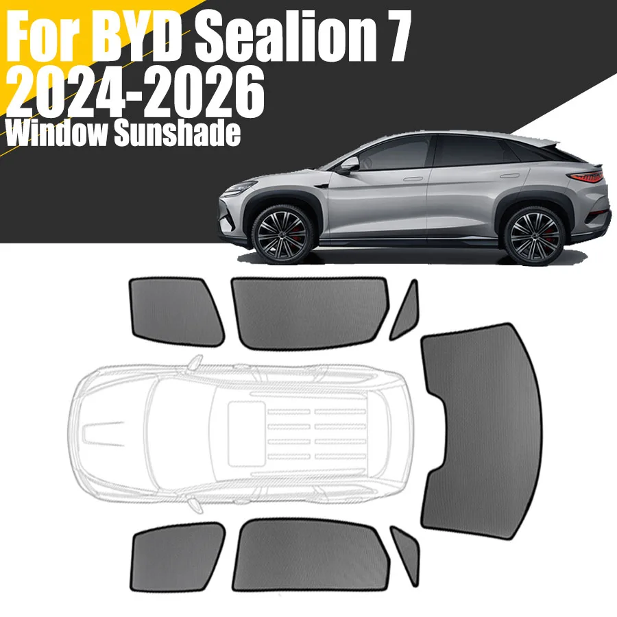 Pare-soleil magnétique personnalisé pour vitres de voiture BYD Sealion 7 2024-2026 2025 – Rideau en maille pour pare-brise avant