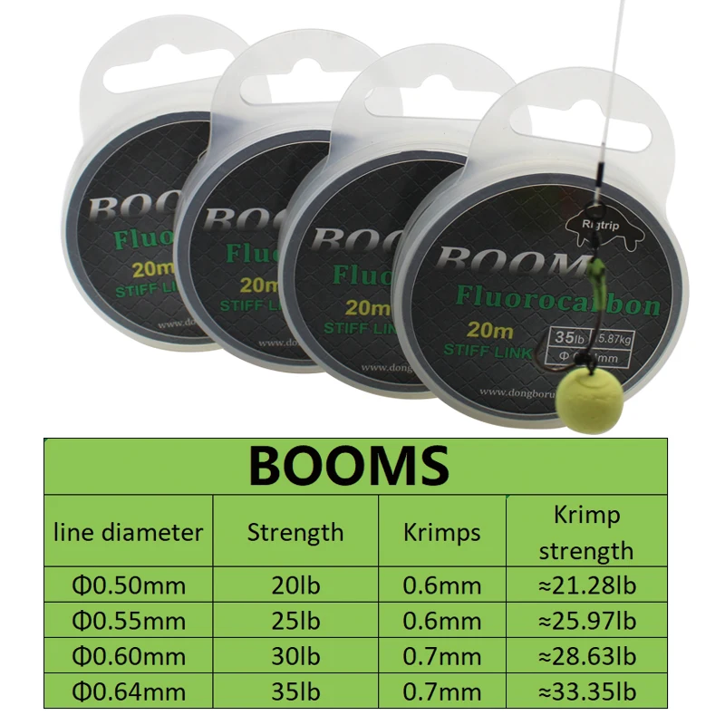 20m Carp Fishing Hooklink Boom Fluorocarbon Stiff Link Carp Line Method Feeder Fishing Carp Coarse Fishing Tackle