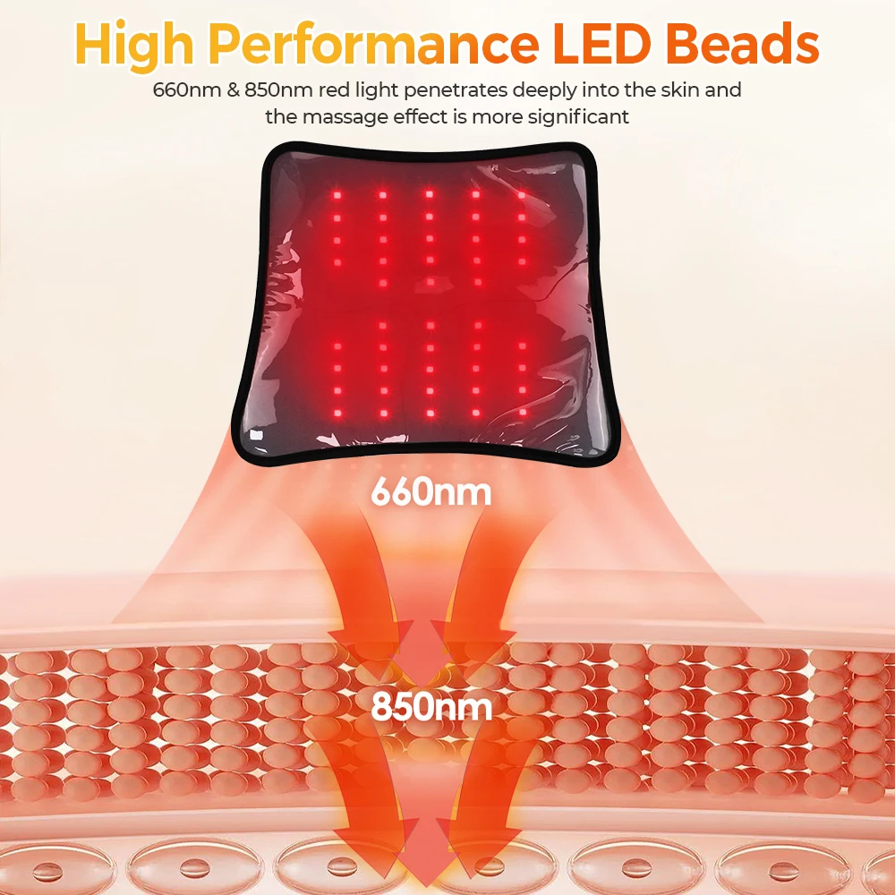Cordless Vibration Waist Massager 660nm 850nm Infrared Light LED Pad Electric Back Shoulder Strap Muscle Relax Knee Brace Belt