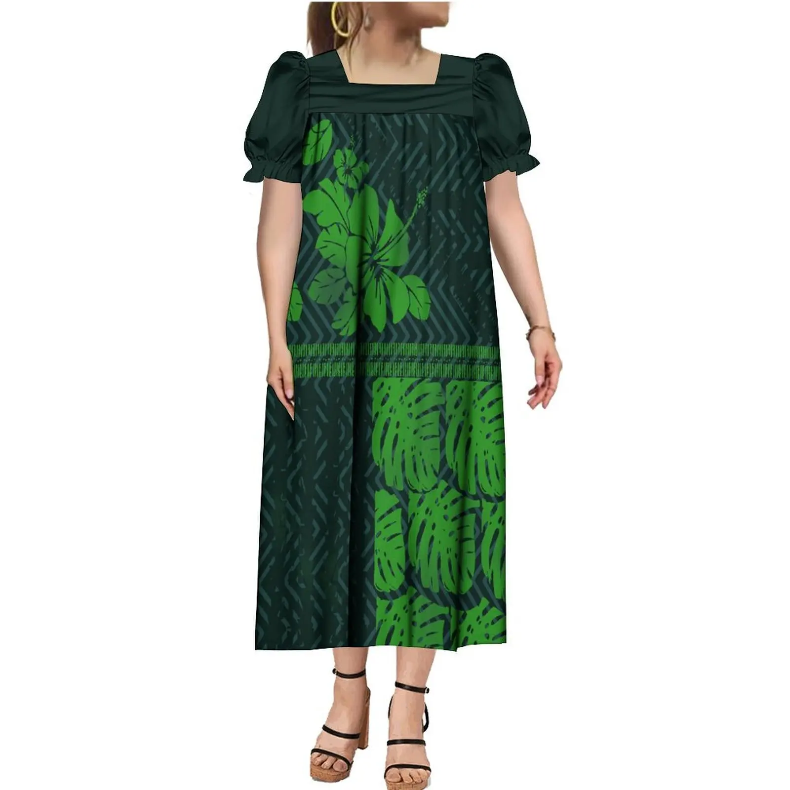 

Micronesian Island Maxi Dress Summer Quality Fabric Custom Dress For Party Tribal Ethnic Design Mumu Polynesian Women Dress