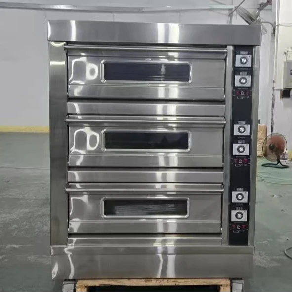 Professional 3 Deck 6 Tray Electric Industrial Pizza Bakery Oven With Motor 19.8kW Power For Commercial Food Processing