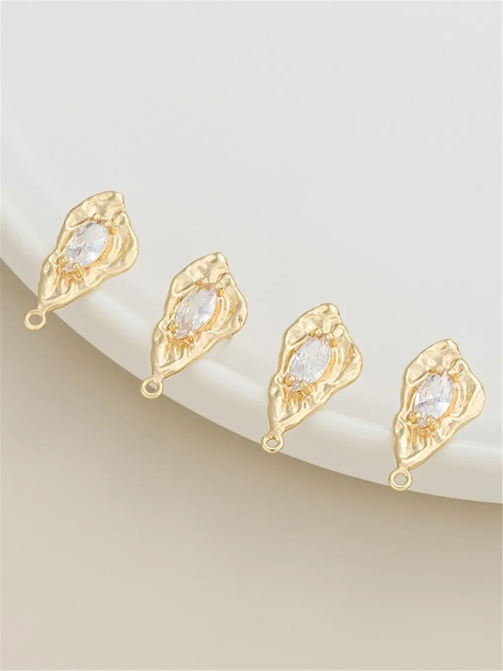 

14K Bag Gold Color Irregular Zircon with Hanging Earrings 925 Silver Needle Diy Material Handmade Jewelry Accessories