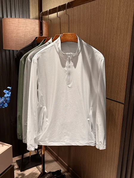 

Waterproof Breathable Men's Summer Outdoor Jaet f Zipper Stand Collar Sun Protection Clothing Pure Color Versatile Busin...