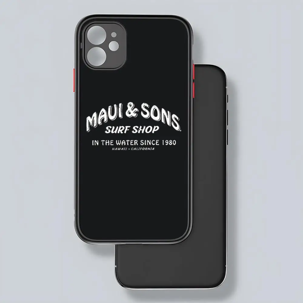 MINISO MAUI AND SONS Surf Sakataboard Phone Case Matte Transparent For 16 15 IPhone 12 11 13 Pro Max X XR 8 Plus Back Cover