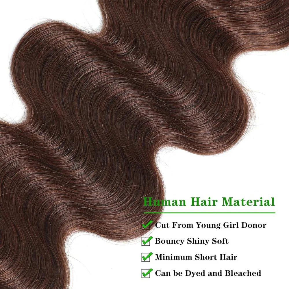 Onda do corpo pacotes de cabelo humano real remy feixes de cabelo 100% extensão tecer cabelo humano 30 polegadas cor marrom chocolate # 4 para mulher