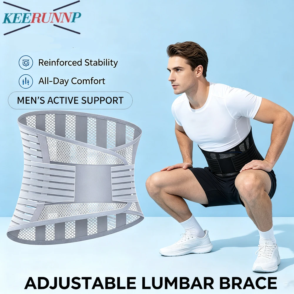 1PCS Breathable Lumbar Support Belt with 5 Stays & Dual Straps, Back Brace for Men Women Lower Back Pain & Sciatica Relief