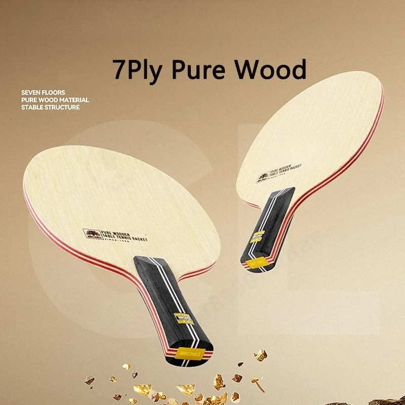 7Ply Pure Wood Table Tennis Rackets Professional Spirit Wood Limba & Ayous Pings Pong Paddle Fast Attack & Loop for Beginners