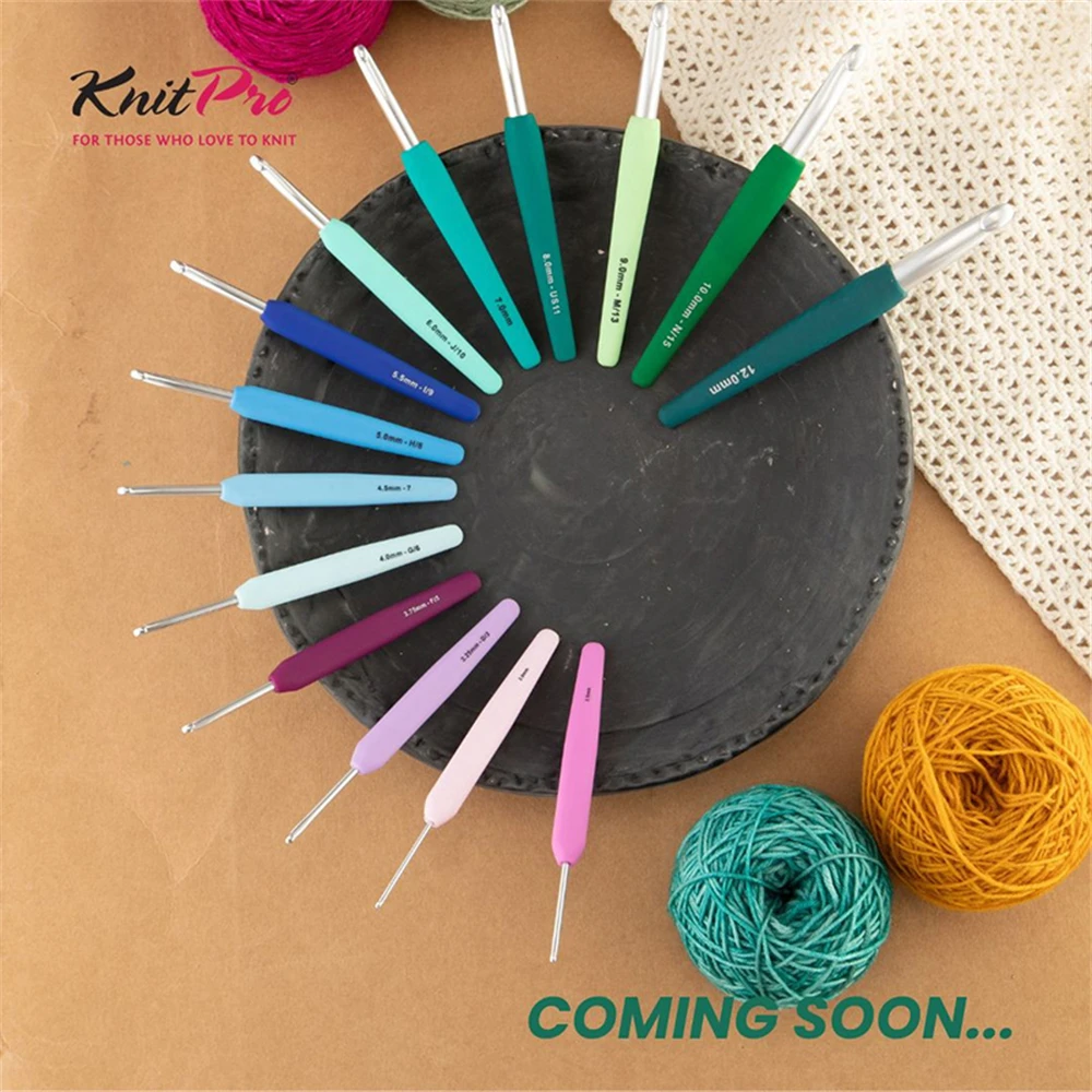 1pc Knitpro Waves Deluxe Single Ended Sliver Crochet Hook Needles with Handles for Crocheting Yarns, Shawls, Blankets, Sweaters