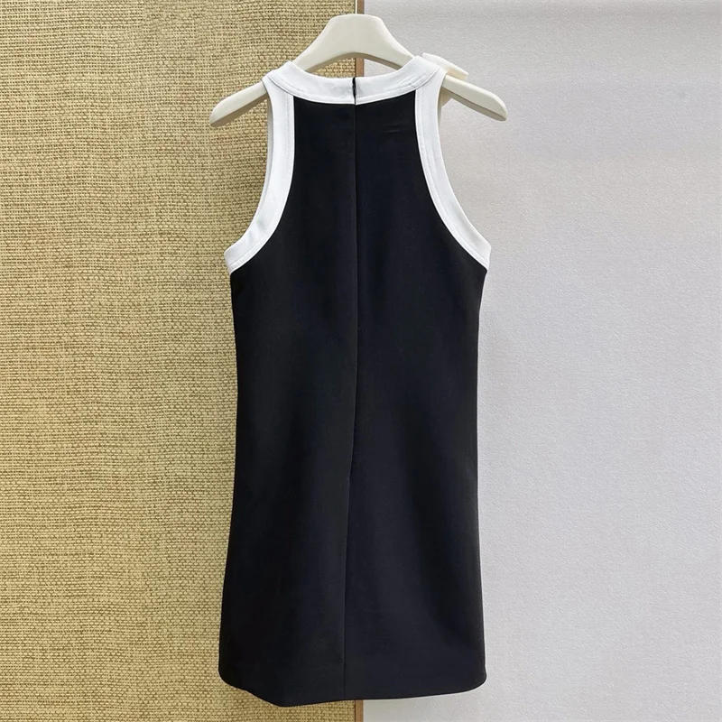 Women's dress New color blocking patchwork mini dress for summer 2026 Bow decoration sleeveless short dress y2k party dresses