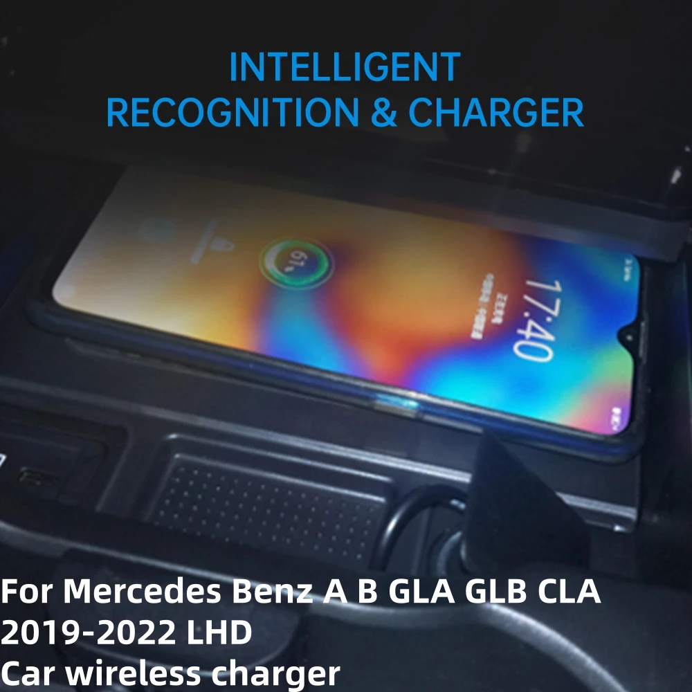 15W Wireless Car Charger for Mercedes Benz a B GLA GLB CLA 2019-2022 LHD Fast Charging Phone Holder Interior