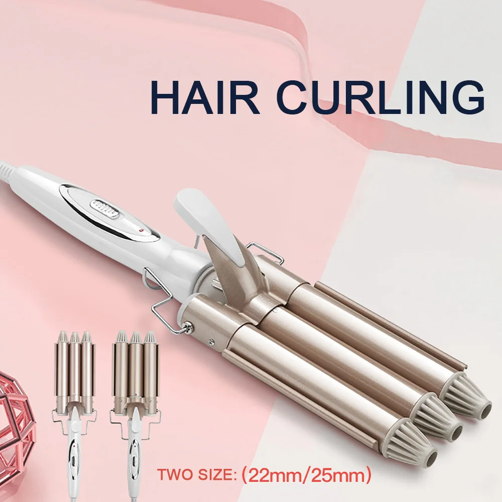 Hair Curling Iron Makawi Curls Wave Wand Ceramic Triple Barrel Professional 110-240V  Curler Roller Corrugation Styling Tools