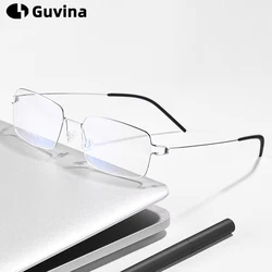 Hot Screwless Ultralight Anti Blue Light Reading Glasses Quare Men's Business Eyeglasses Luxury Brands Hyperopia +100~+400