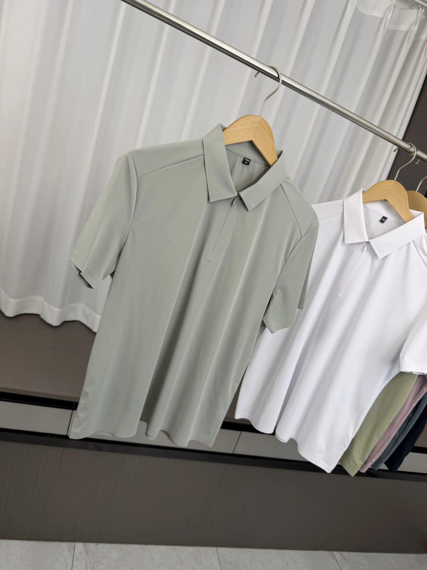 Recommended! Quick Dry Breathable! Men's Summer Ice Silk Seamless Half Zip Short Sleeve Casual  Shirt Fashion Urban Style