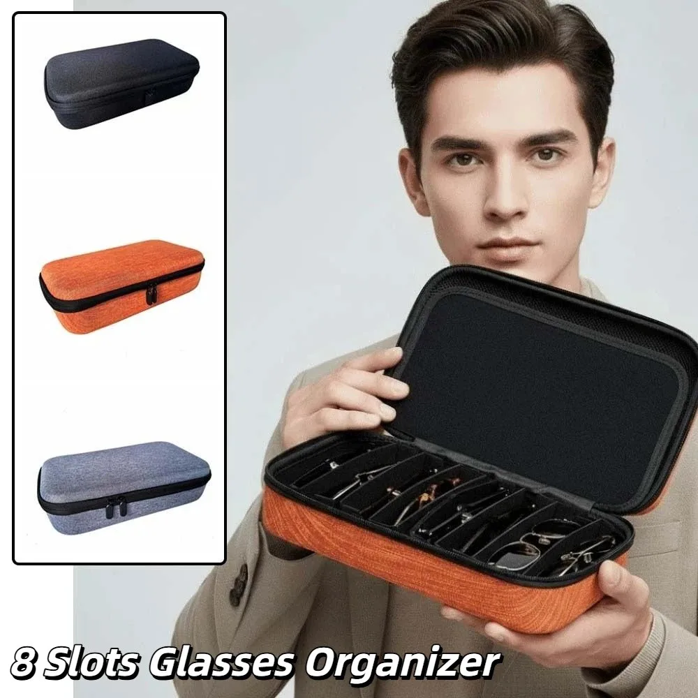 Dustproof Sunglasses Storage Box Inner Mesh Pocket Hard Shell EVA Hard Glasses Case Multi Grid Divider Lightweight Protective