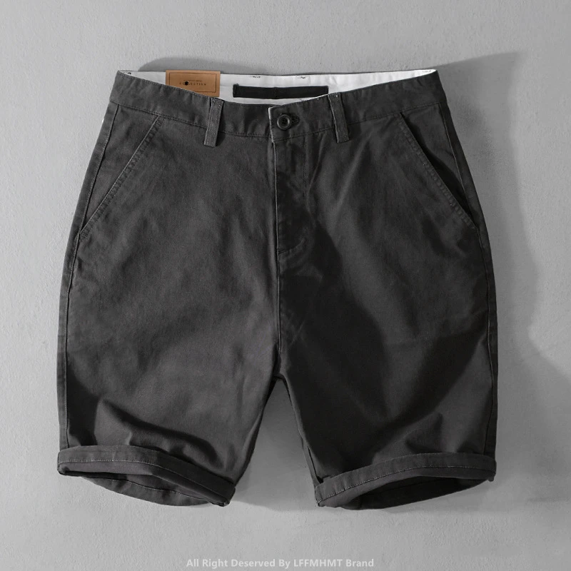 7701 Summer Fashion Men's Simple Basical Cargo Shorts Japan Style High Quality Cotton Solid Color Casual Loose Half Length Pants - Image 2