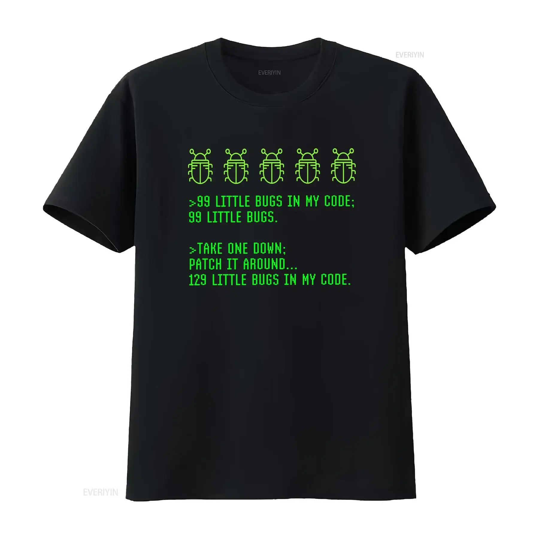 Funny Debugging Programming Coding Coder 99 Bugs In My Code T Shirt with Cool Bug Design vintage Washed Slightly Versatile